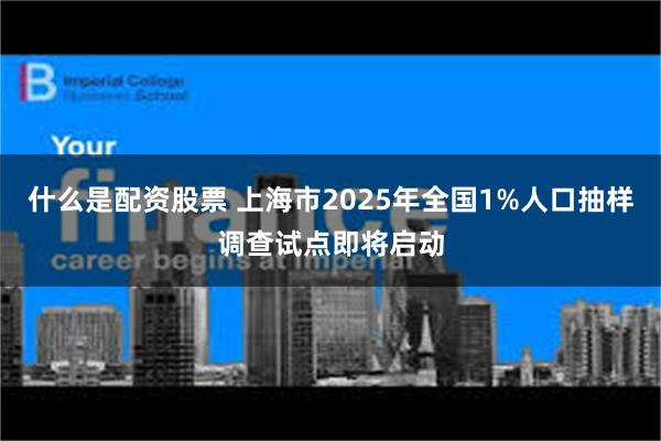 什么是配资股票 上海市2025年全国1%人口抽样调查试点即将启动