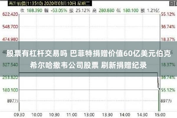 股票有杠杆交易吗 巴菲特捐赠价值60亿美元伯克希尔哈撒韦公司股票 刷新捐赠纪录