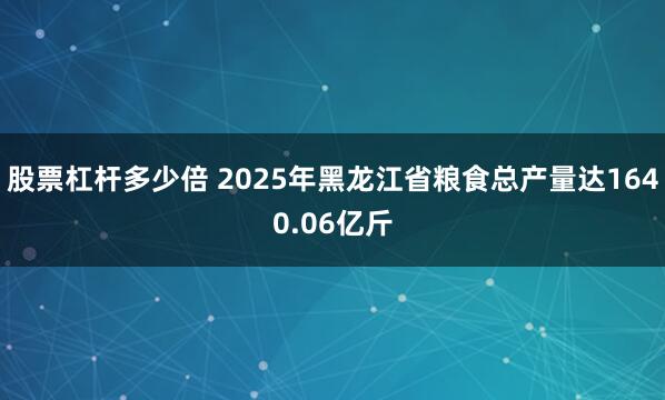 股票杠杆多少倍 2025年黑龙江省粮食总产量达1640.06亿斤