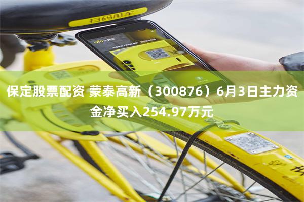 保定股票配资 蒙泰高新（300876）6月3日主力资金净买入254.97万元