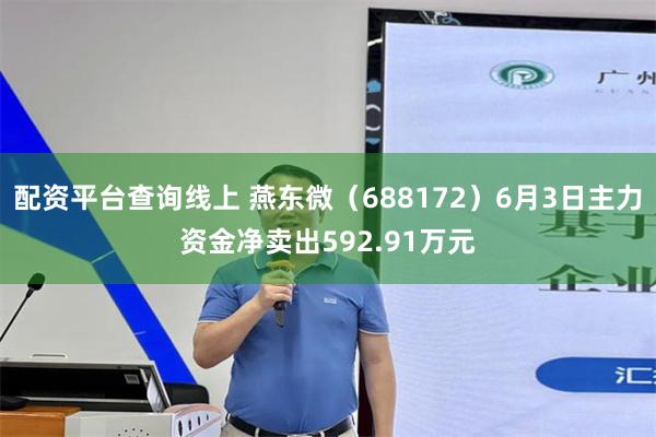 配资平台查询线上 燕东微（688172）6月3日主力资金净卖出592.91万元