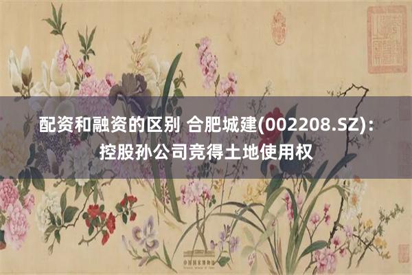 配资和融资的区别 合肥城建(002208.SZ)：控股孙公司竞得土地使用权