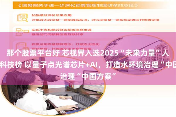 那个股票平台好 芯视界入选2025“未来力量”人工智能科技榜 以量子点光谱芯片+AI，打造水环境治理“中国方案”