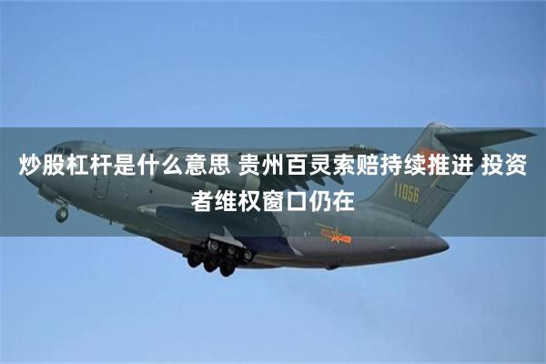 炒股杠杆是什么意思 贵州百灵索赔持续推进 投资者维权窗口仍在